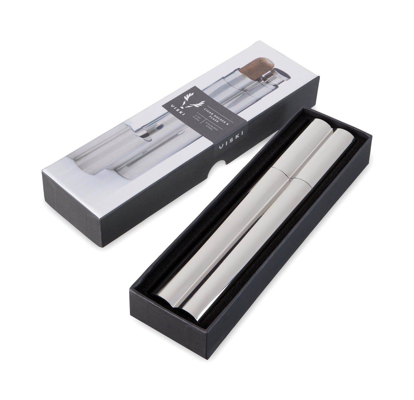Stainless Steel Cigar Holder and Flask Case