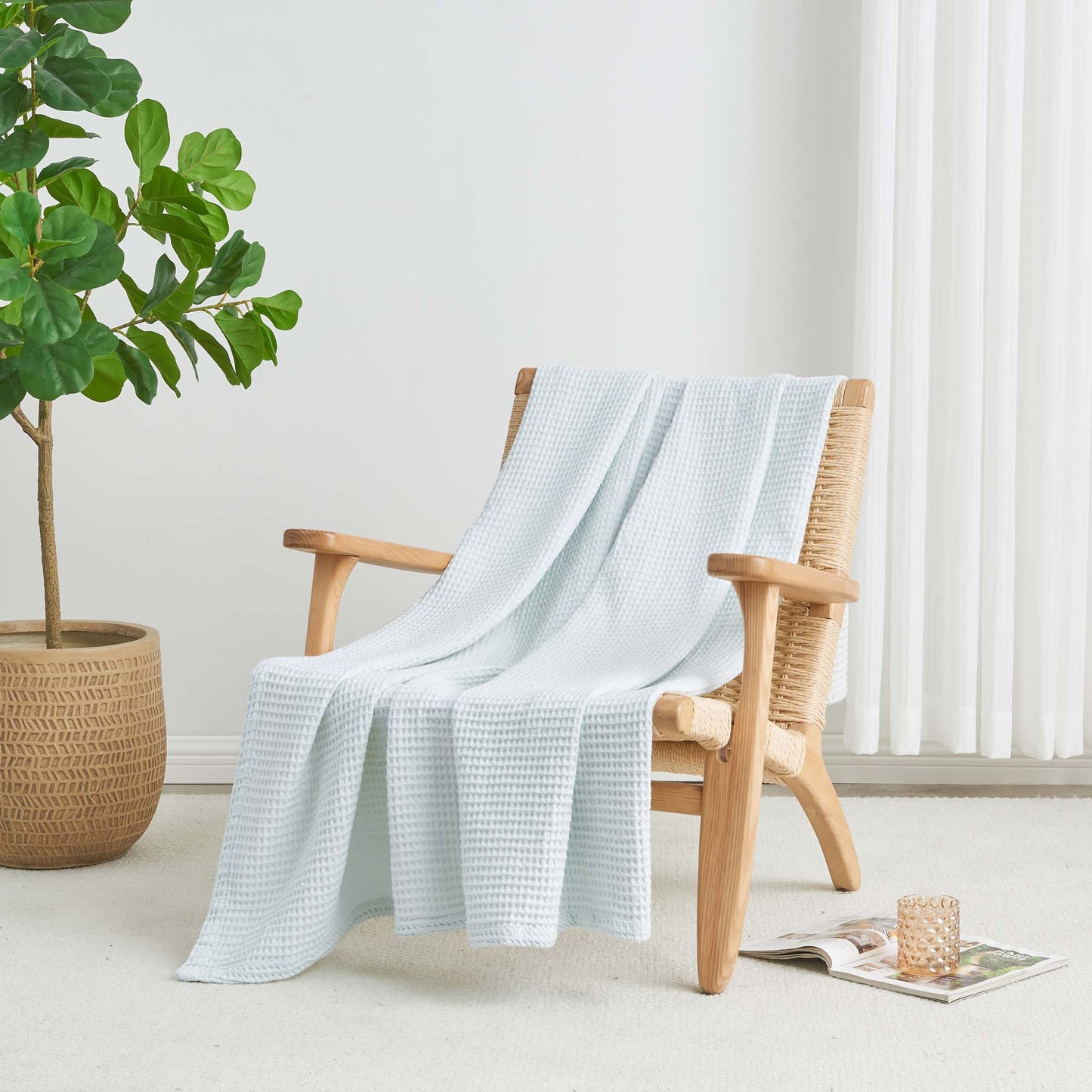 Organic Cotton And Waffle Weave Throw Blanket