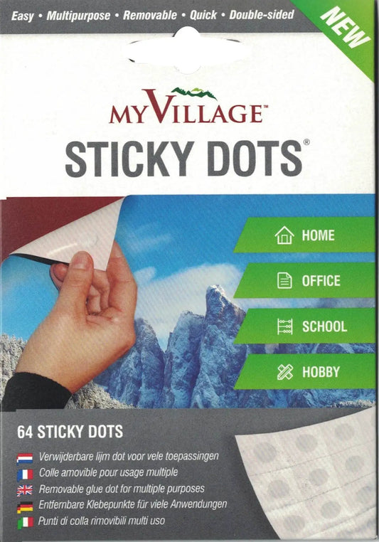 Sticky Dots My Village 64 removable glue dots for home, office, school, hobby on Tampa Home & Garden Store