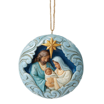 Ornement bleu et or de la Sainte Famille