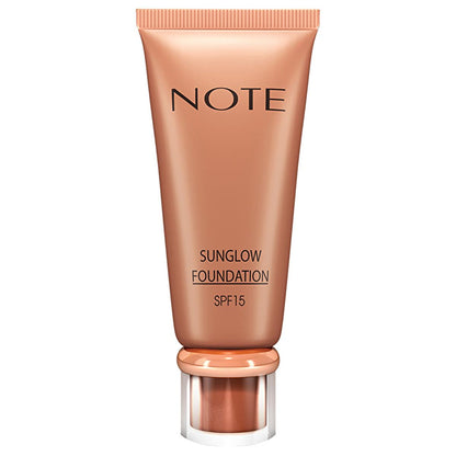 Foundation NOTE Sunglow bronzing foundation in a rose-gold tube with SPF 15 on Tampa Home & Garden Store