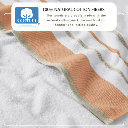 Soft Cotton Bath Towel Set and Stripe Detail