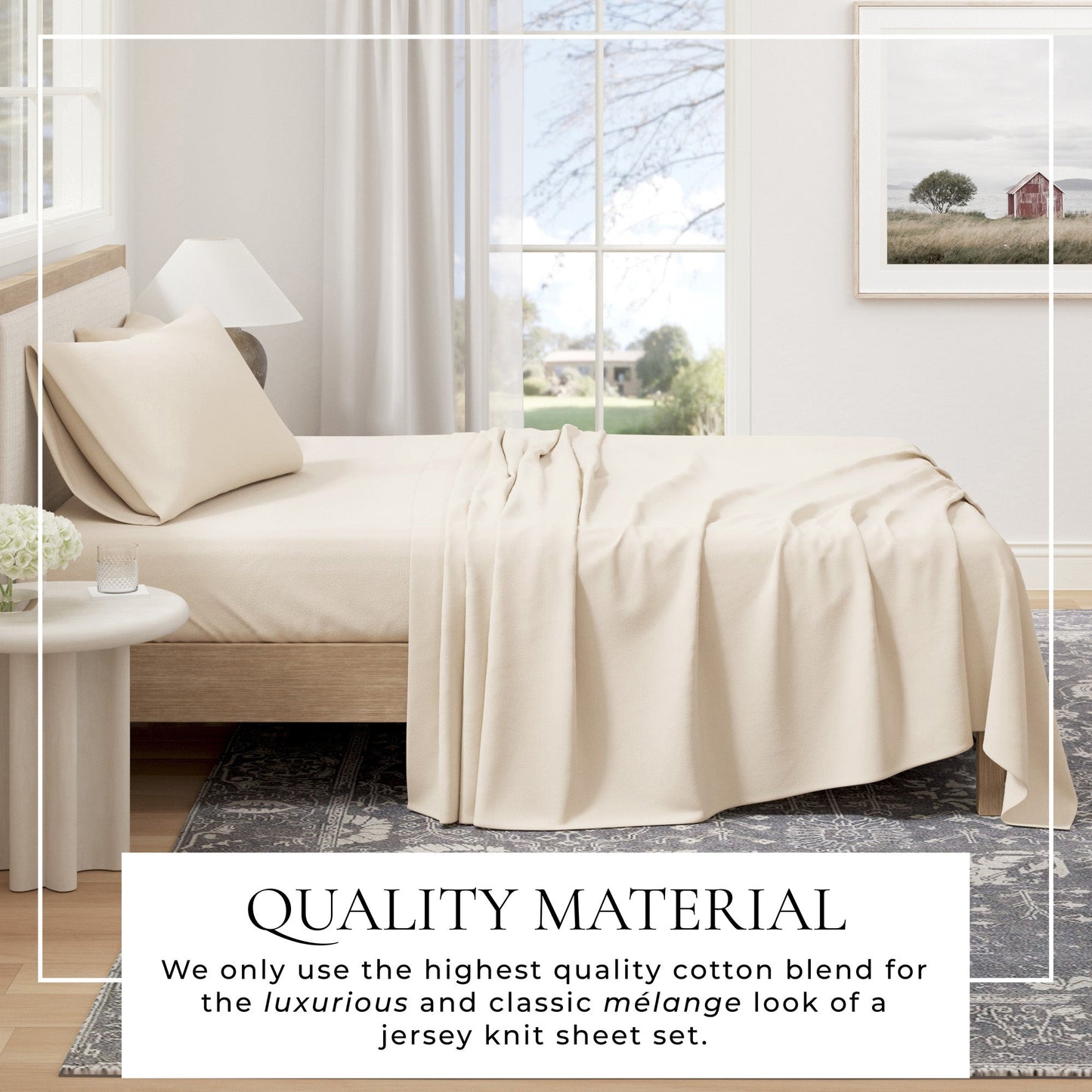 Heathered Jersey and Cotton Blend Bed Sheets