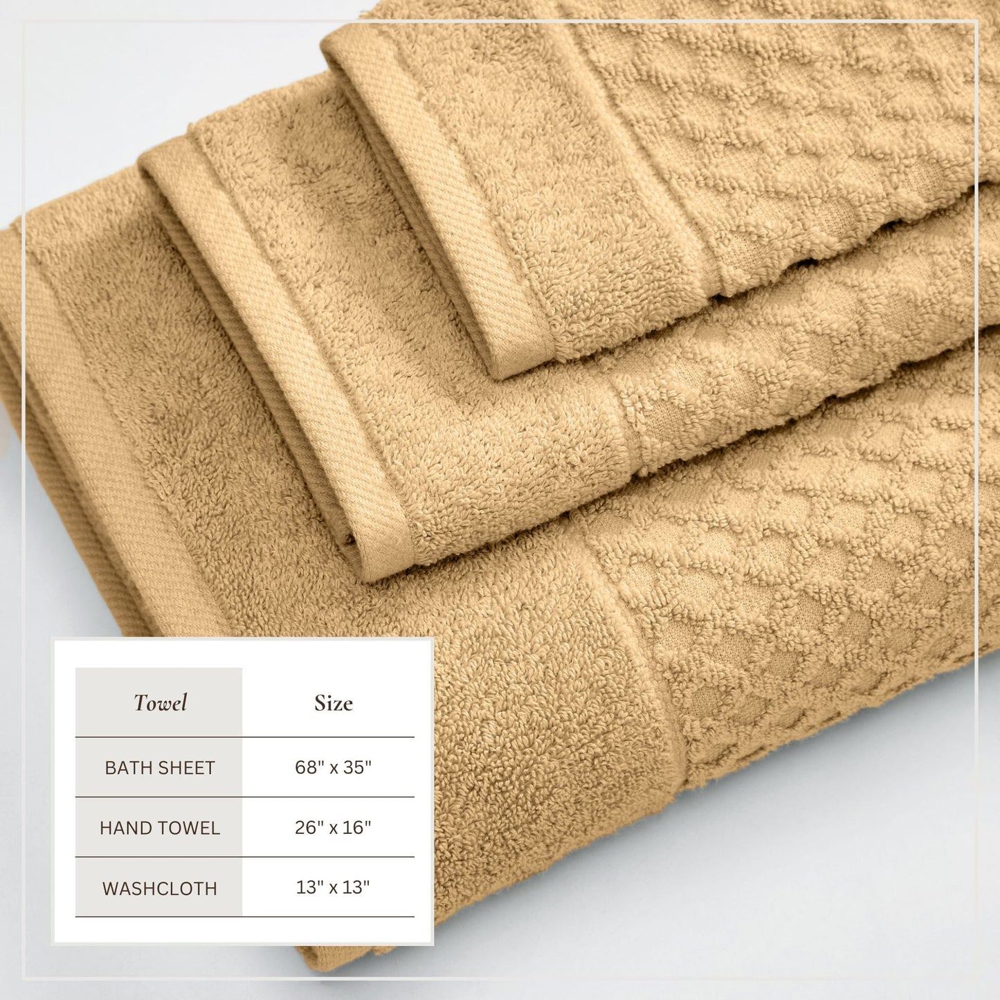Cotton Diamond Waffle Weave Bath Towel Set