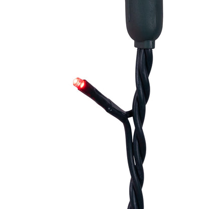 Juego de luces LED rojas de 3 mm con sonido de tintineo y cable verde (15,24 m)