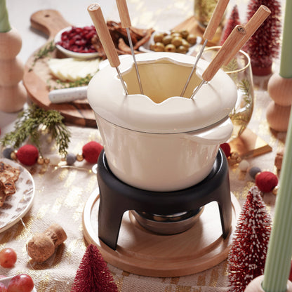 Cast Iron Fondue Set for Cheese and Chocolate
