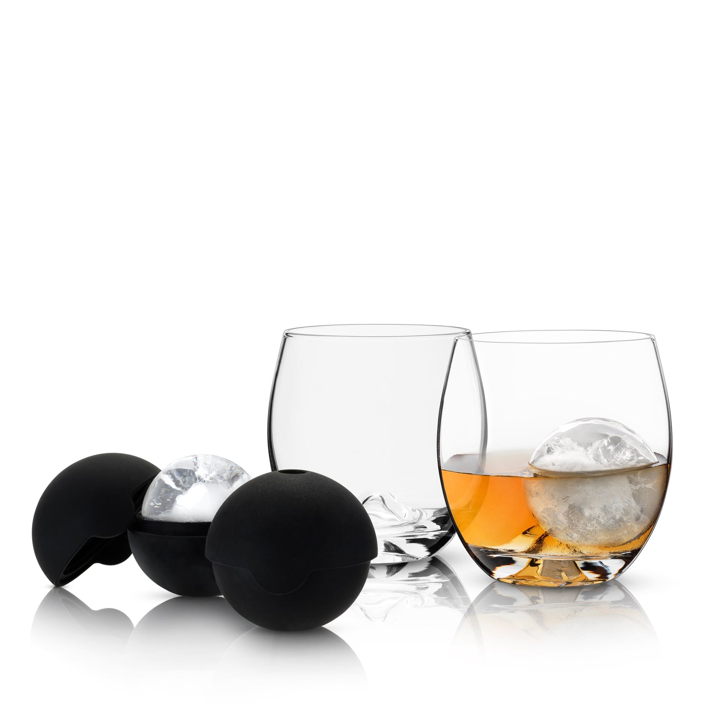 2 Crystal Tumblers and Sphere Ice Mold Set