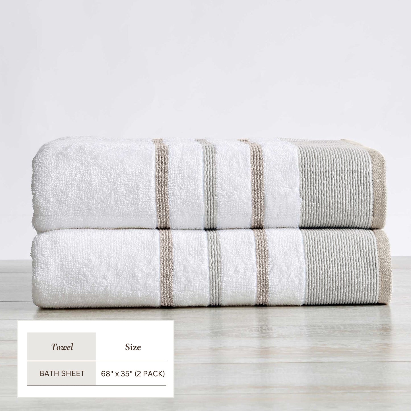 Soft Cotton Bath Towel Set and Stripe Detail
