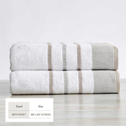 Soft Cotton Bath Towel Set and Stripe Detail
