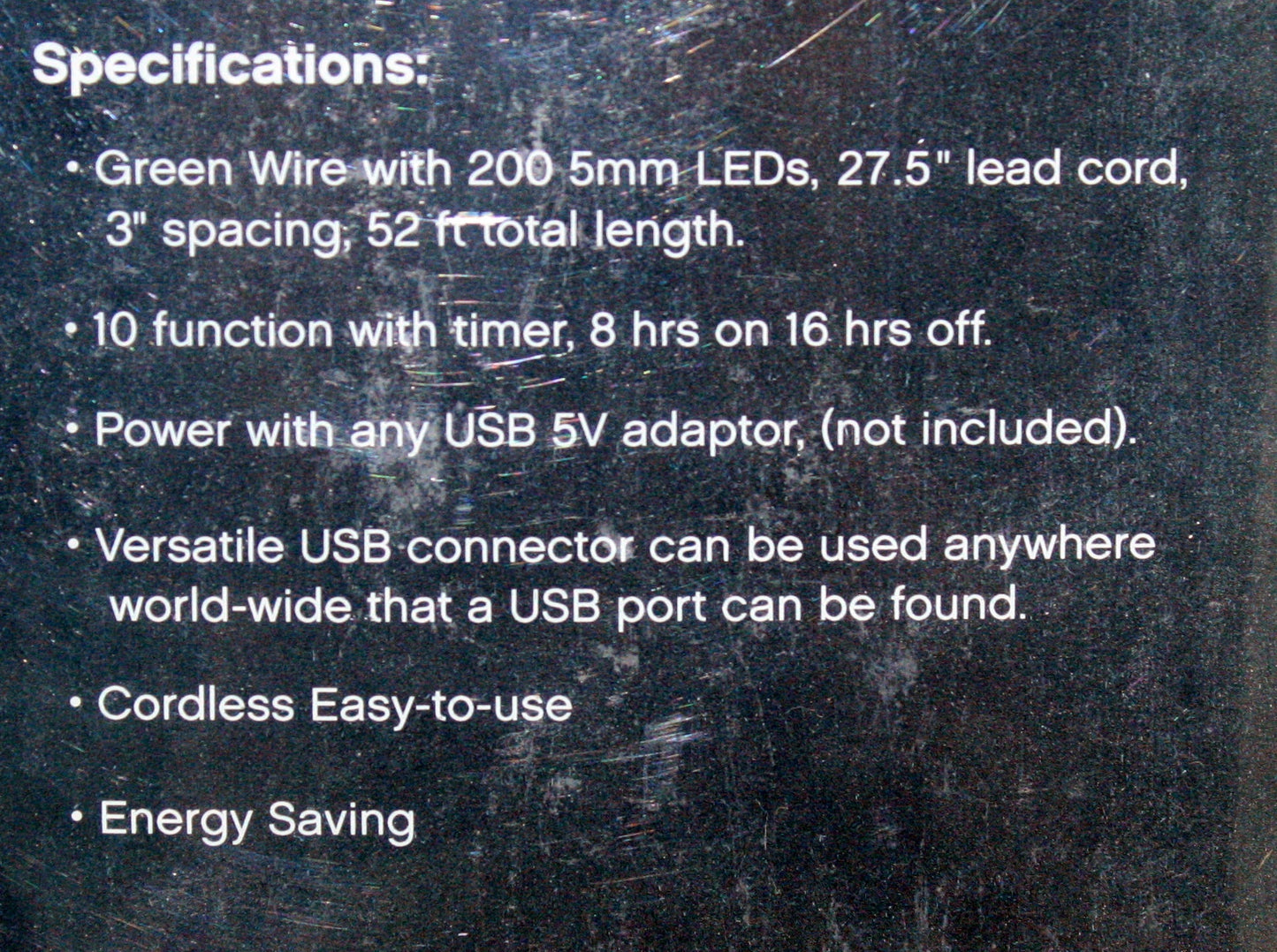 Luces multifunción de cable verde de 200 LED (15,7 m) alimentadas por USB con temporizador - Multicolor