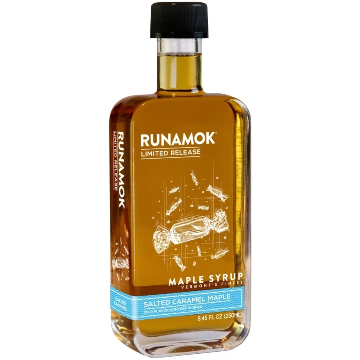 Runamok Maple Salted Caramel Infused Bourbon-Aged Amber Maple Syrup, Limited Release bottle on Tampa Home & Garden Store
