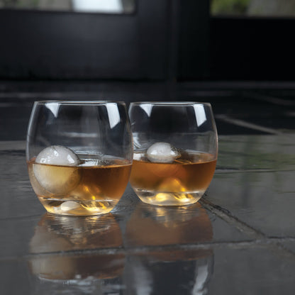 2 Crystal Tumblers and Sphere Ice Mold Set